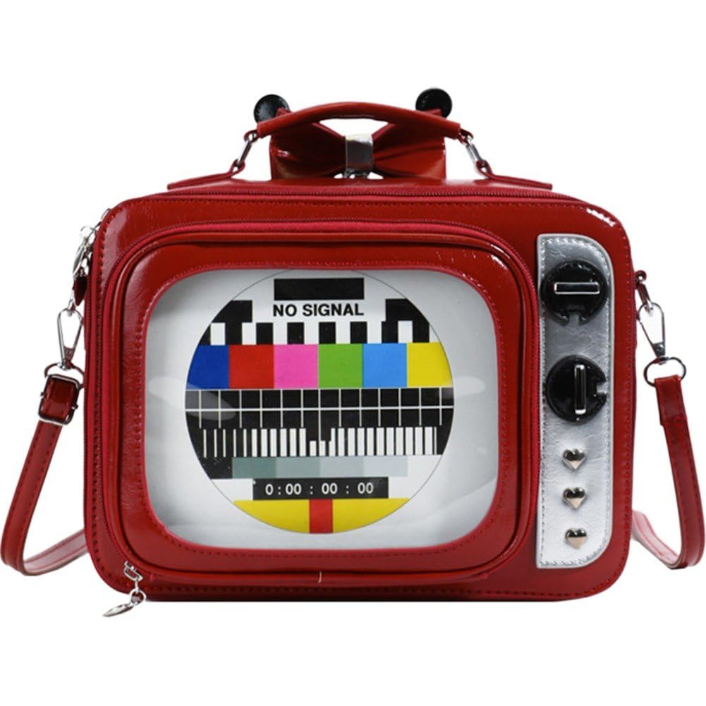 Sac à bandoulière pour femme en cuir transparent | Sacoche rétro télévision tendance fille