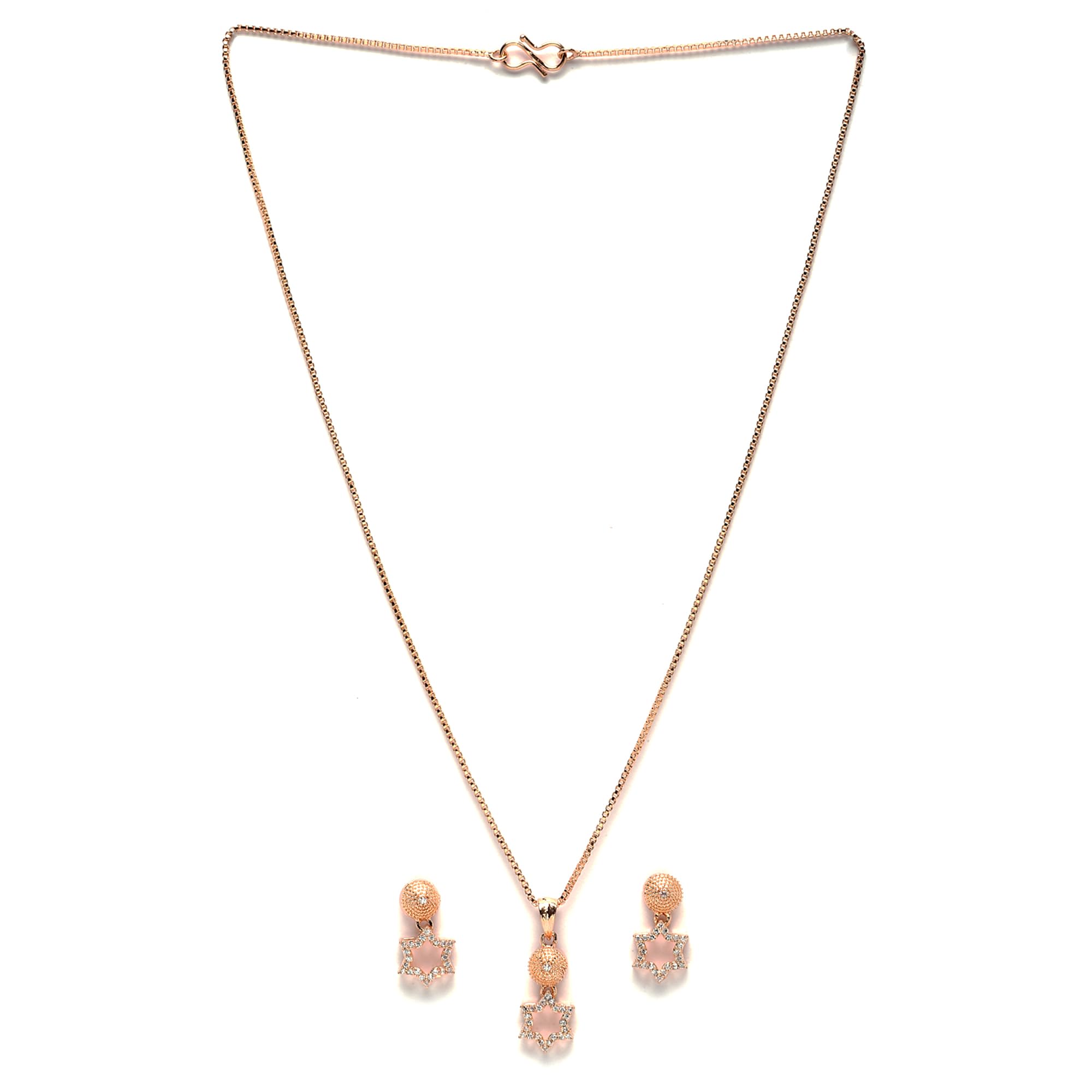 Rose Gold-Plated American Diamond Jewellery Set