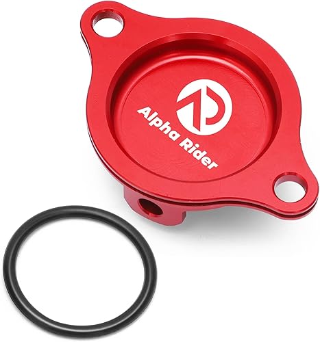 WIKIBB Tapa de filtro de aceite para Honda TRX450R TRX450ER 2006-2014 Tapa de filtro de aceite Oring anodizada (CNC y aluminio, rojo)