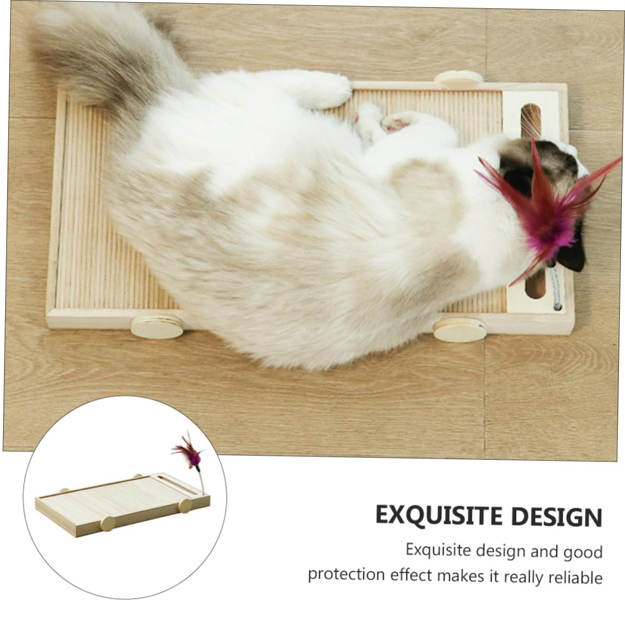 ERINGOGO Tiragraffi per Gatti in Legno Resistente e Multiuso, Tappetino per Graffiatura Durevole Che Protegge Mobili, per Pet Supply e attività del Gatto