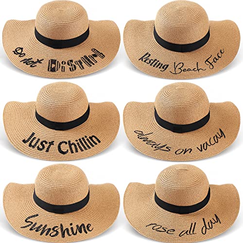 Sureio 6 piezas sombrero de playa para mujer verano miniatura 1