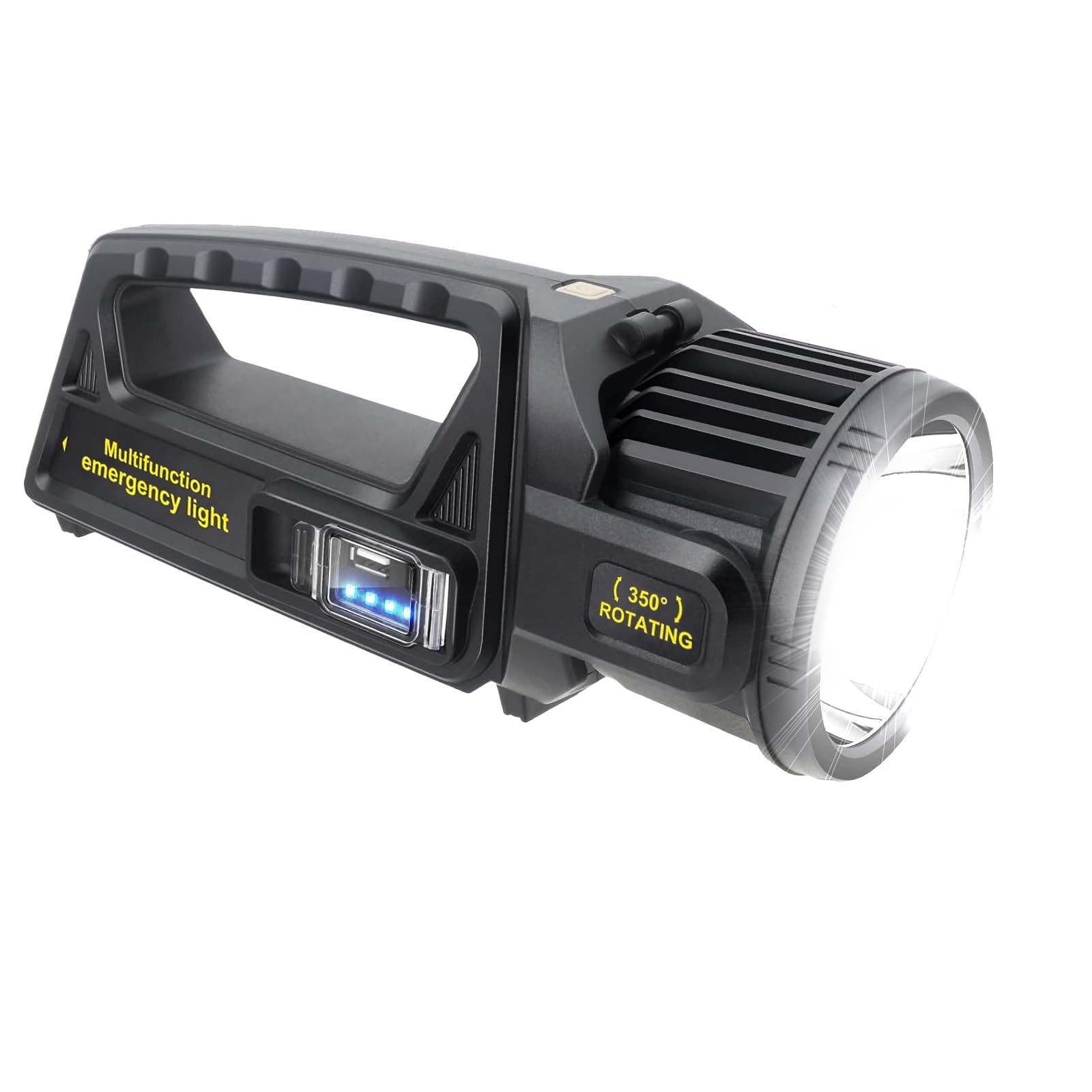 LETOUR Lampe Torche LED Ultra Puissante, Lampe de poche 350000LM Super Longue Portée, Projecteur de Recherche 9 Modes, Lanterne de Camping Étanche, Rechargeable USB (Extérieur, Travail, Urgence)