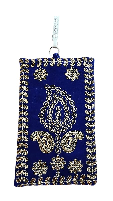 Amyra Jaipur Traditional Velvet Mobile Cover/Bag/Pouch with Purse Pocket and Sari Hook,Women Mobile Cell Phone Holder Sling Bag,Girls/Womens Mobile Pouch with Pocket (Blue) (B09RQ1WJ75) Amazon Price History, Amazon Price Tracker