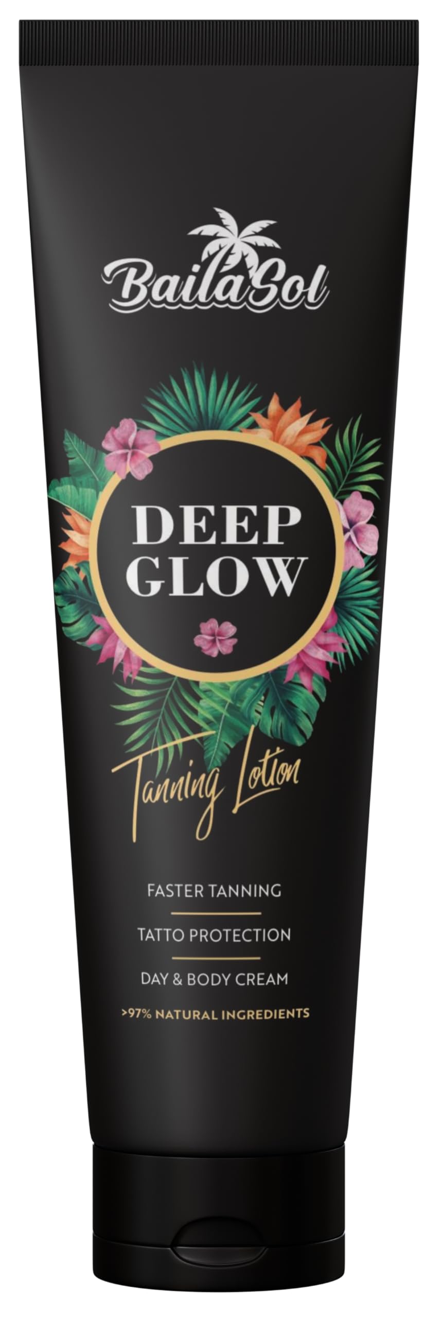 BailaSol Deep Glow Premium Bräunungsbeschleuniger für Sonne und Solarium ohne Selbstbräuner - Bräunungscreme mit Melano Blend Komplex, Vegan & Tierversuchsfrei, Tattoo-Schutz, 150 ml