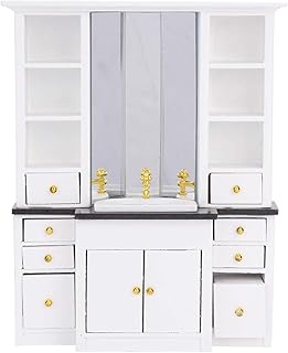 Miniature Bathroom Basin Dollhouse Furniture Miniature Furniture Dollhouse Accessories Suitable for 1/12 Scale Dollhouse,Doll House Miniature Cabinets,Dollhouse Accessories(White)