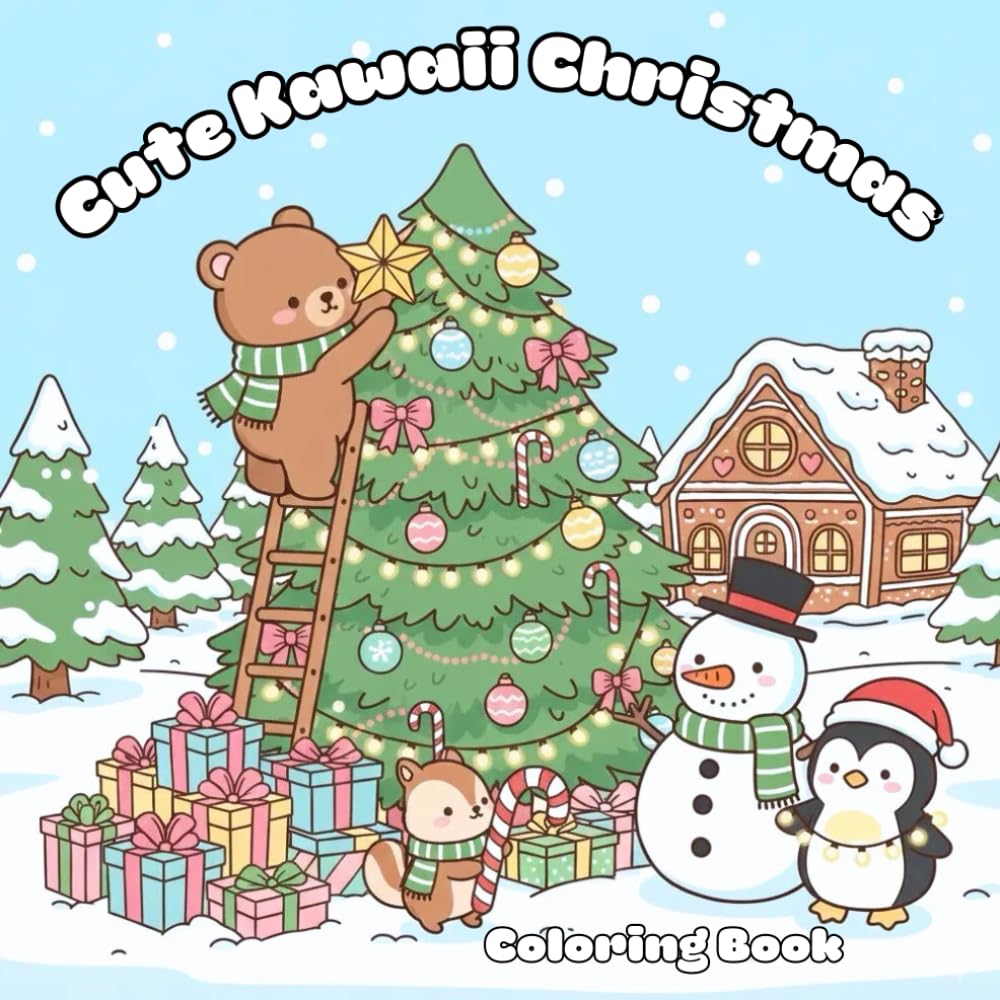 Cute Kawaii Christmas: Coloring Book