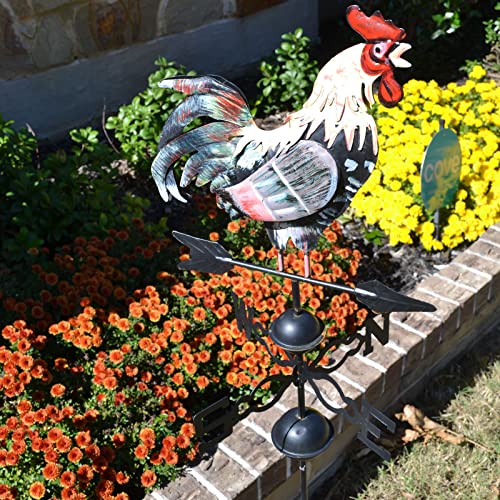 Hgc SG_B07HG69SKF_US 48 Inch Metal Weather Vane For Garden Decor Farmhouse Decorative With Rooster Ornament Wind Vane Weathervanes thumb #3