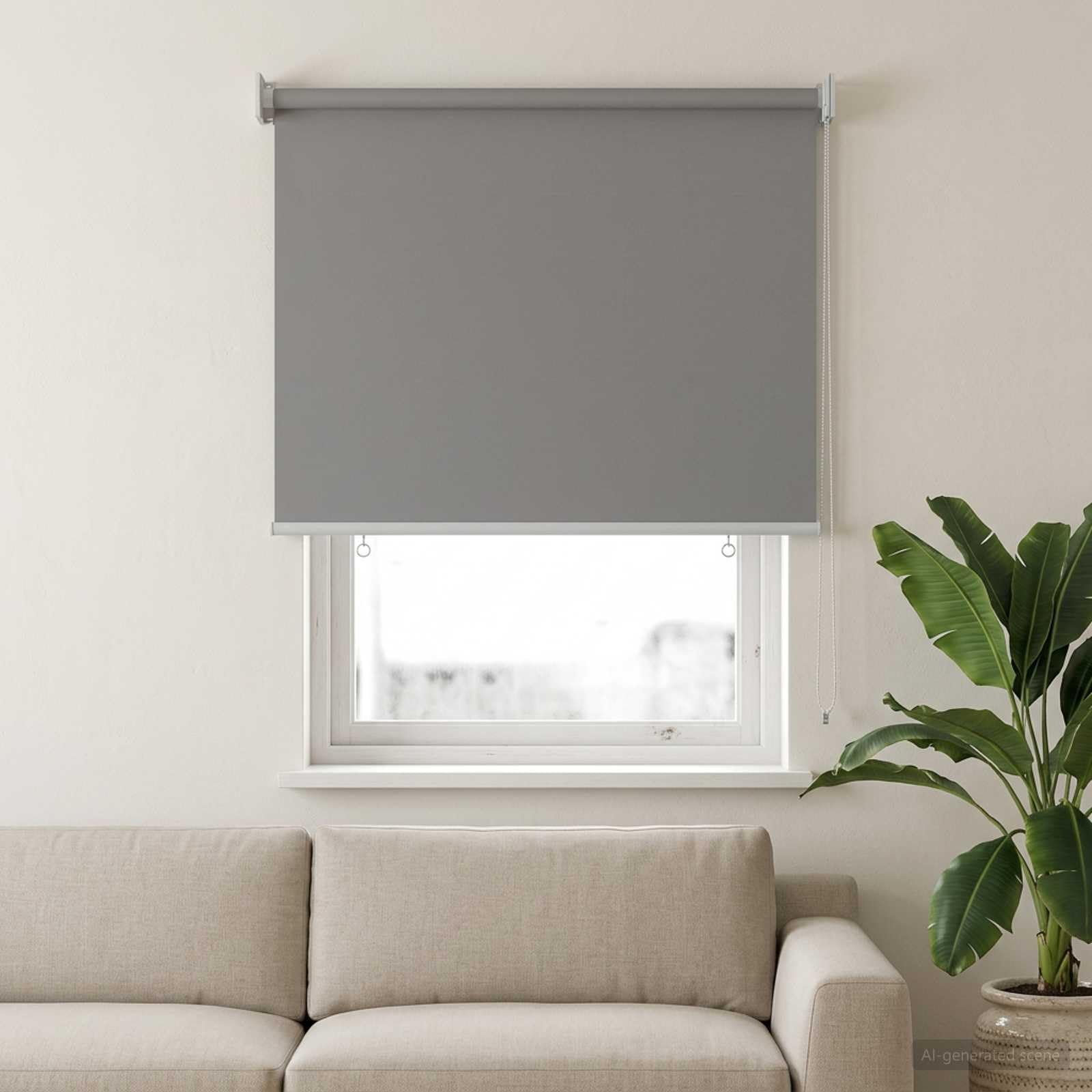 Tenda avvolgibile in poliestere grigio chiaro | Filtro Luce, Controllo Termico, Montaggio a Parete o Soffitto, Protezione Privacy