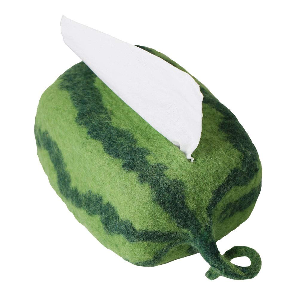 Scatole di tessuto, contenitore for scatola di immagazzinaggio, porta tovaglioli da tavolo, creativo fatto a mano anguria verde rettangolare tovagliolo scatola di immagazzinaggio desktop Storage box o