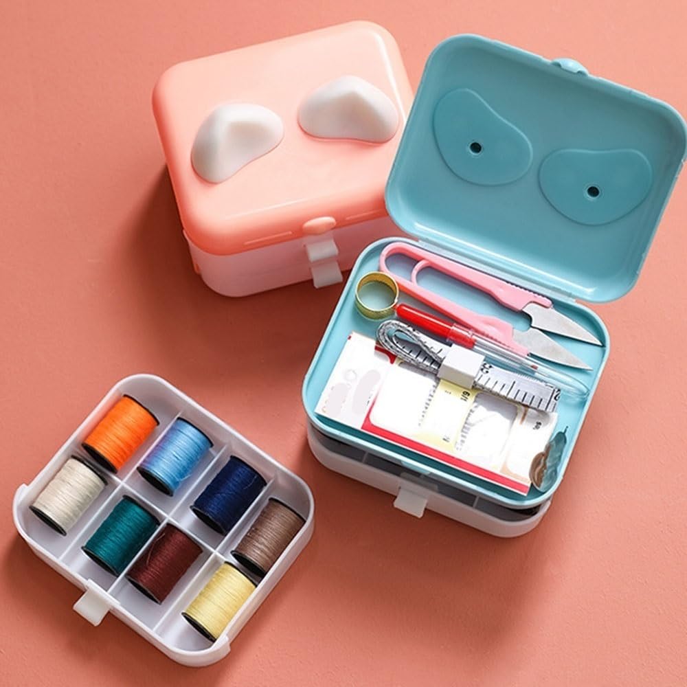Kit de costura: caja de herramientas portátil para coser a mano con agujas, hilos, botones y tijeras para acolchar, coser y bordar