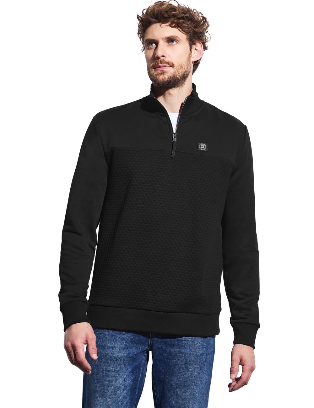 Street One MEN Herren Troyer Strukturpullover