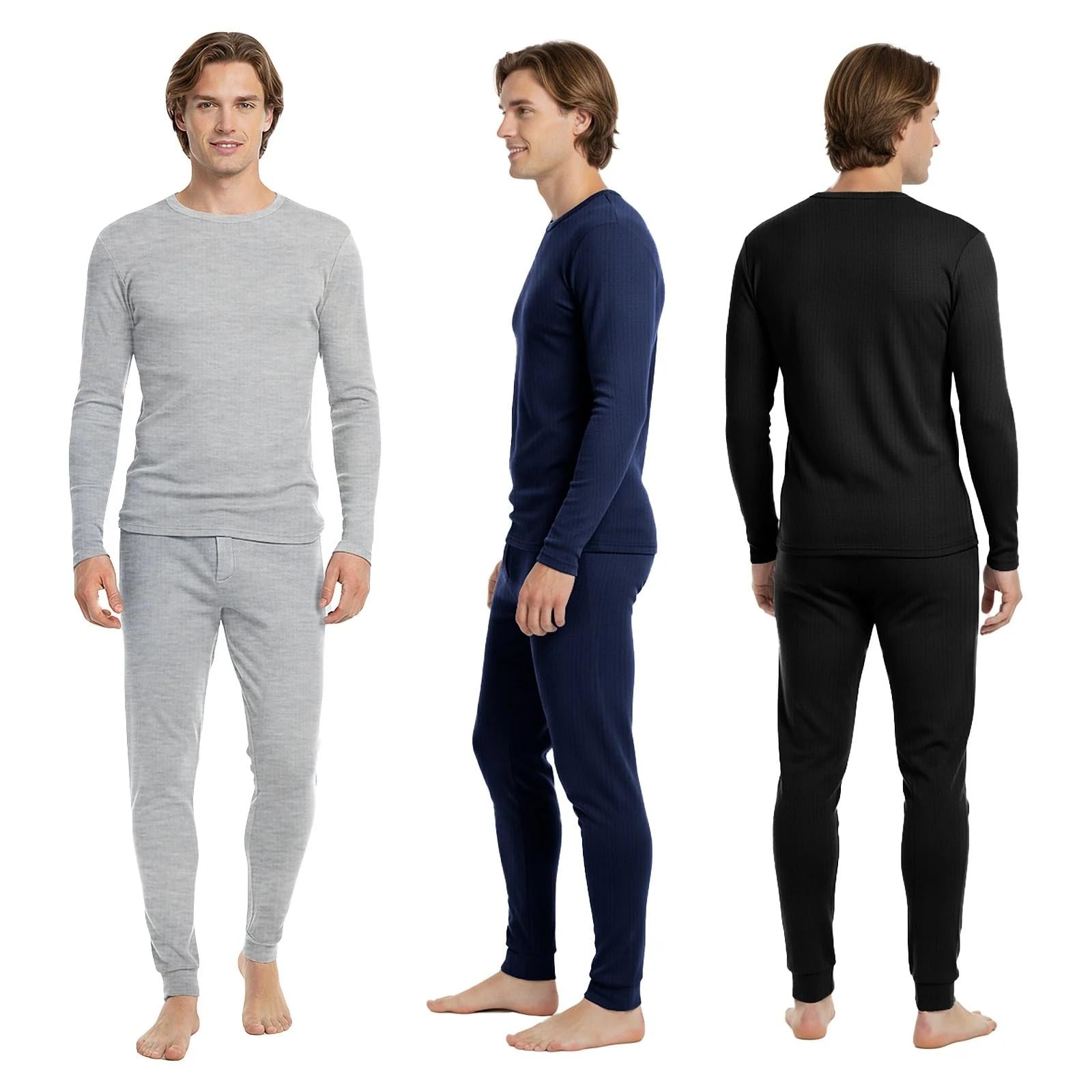 BestSale247 Calzoncillos térmicos largos para hombre, paquete de 3 unidades, de algodón