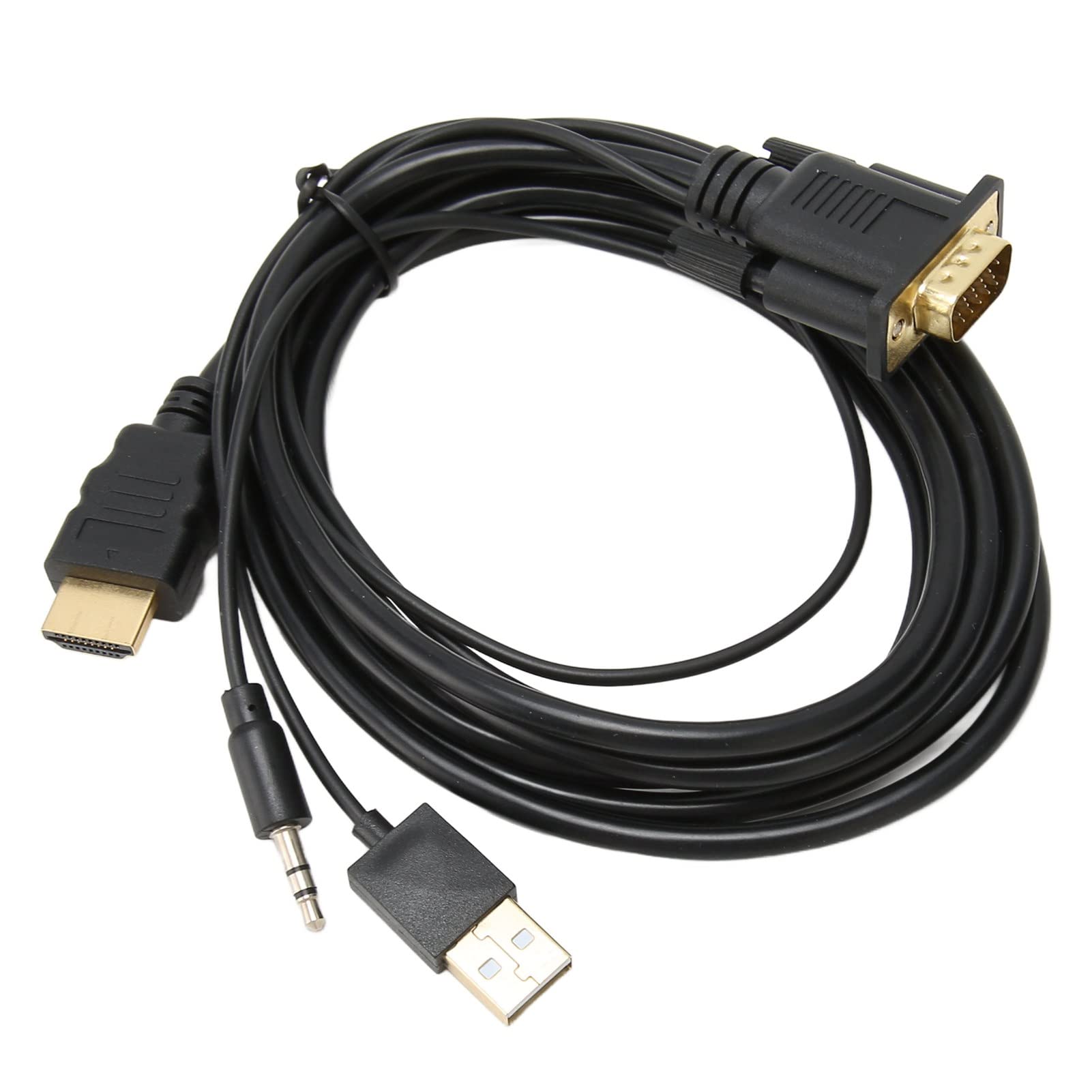 VGA to HD Multimedia Interface Adapter, Sound Support 1080P Resolution Video Converter Cable Plug and Play USB Power Supply for Monitor for Laptop