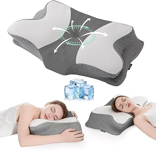 Almohada cervical para aliviar el dolor de cuello y hombros, almohadas de espuma viscoelástica, almohada de cama ergonómica de contorno, suave para