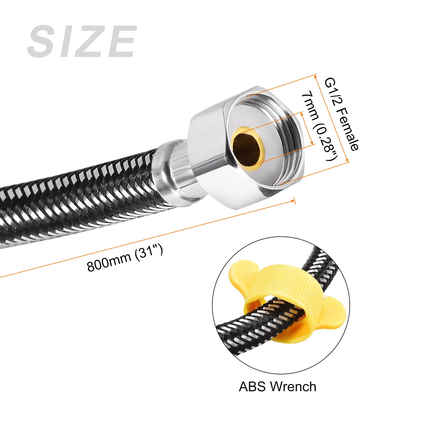 METALLIXITY Faucet Supply Line Connector (800mm/31) 2Pcs - Image 2