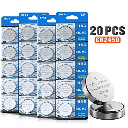 JOOBEF CR2450 Lithium 3V Battery, Electronic Coin Cell Button for Toys Calculators Watches (20 Pcs)