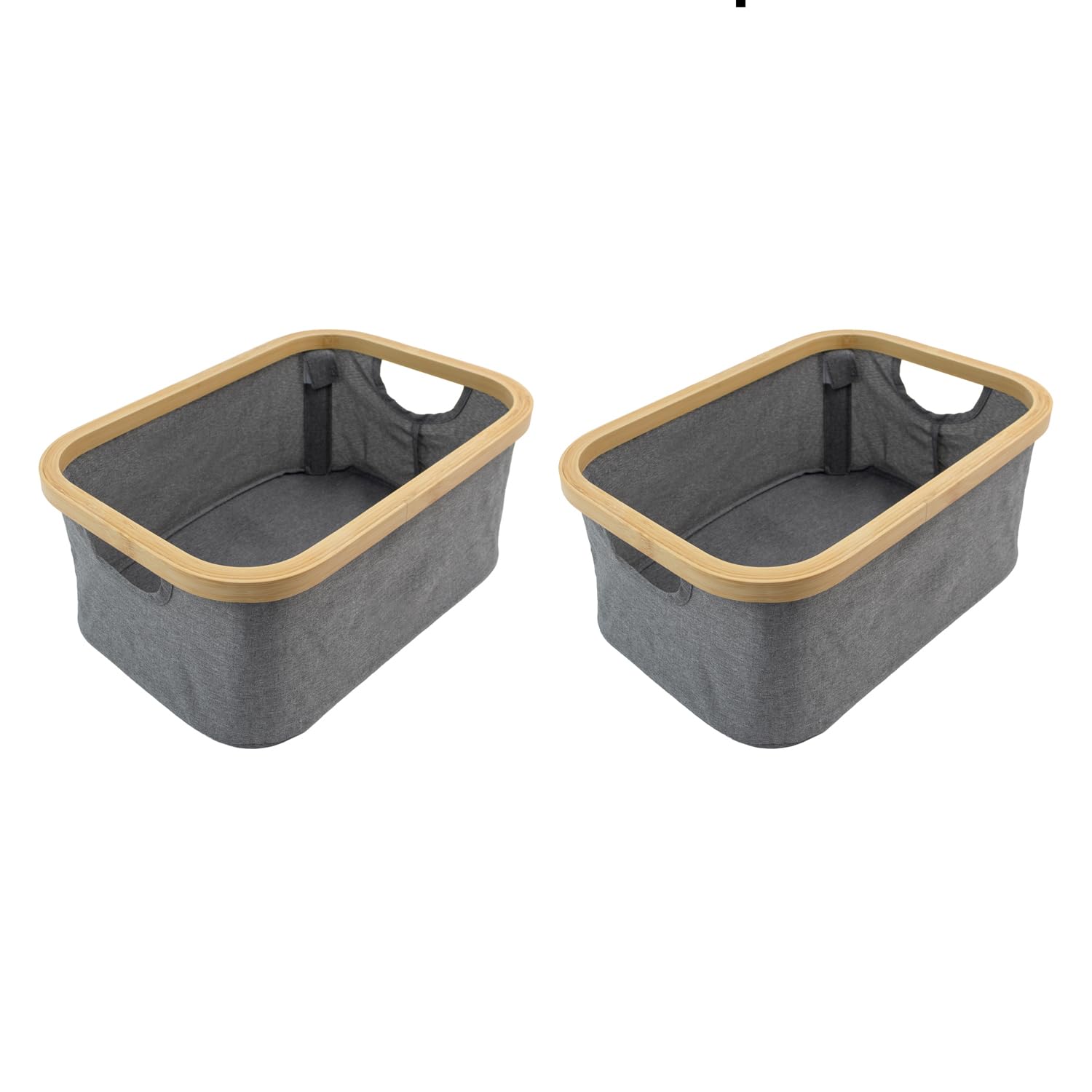 Rackhams Grey Bambanio Foldable Bamboo Storage Basket, 26L, Set Of 2