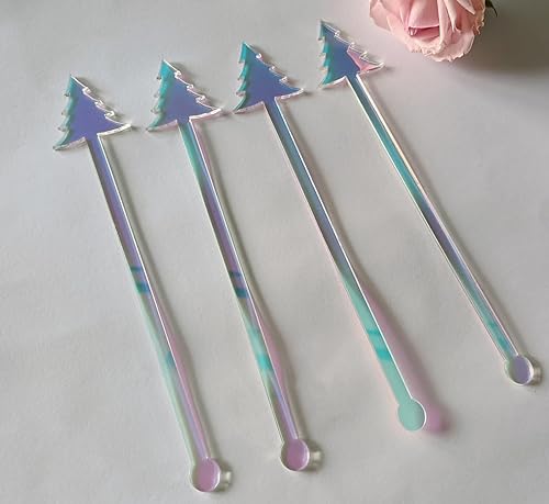 Miniatura 9 de 20 unidades de agitadores de bebidas navideñas, palitos de cóctel, agitadores de café acrílicos, barra de agitación de jugo de leche, barra de