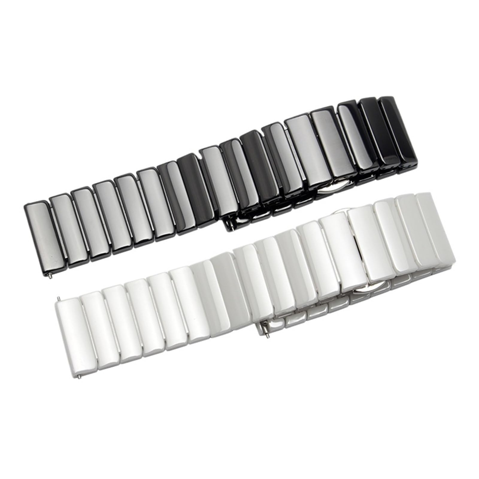 HMFang Cinturino for Orologio in Ceramica da 16 Mm, 20, 22, con Barra A Sgancio Rapido, Polso 18, Bianco E Nero, Non Sbiadisce