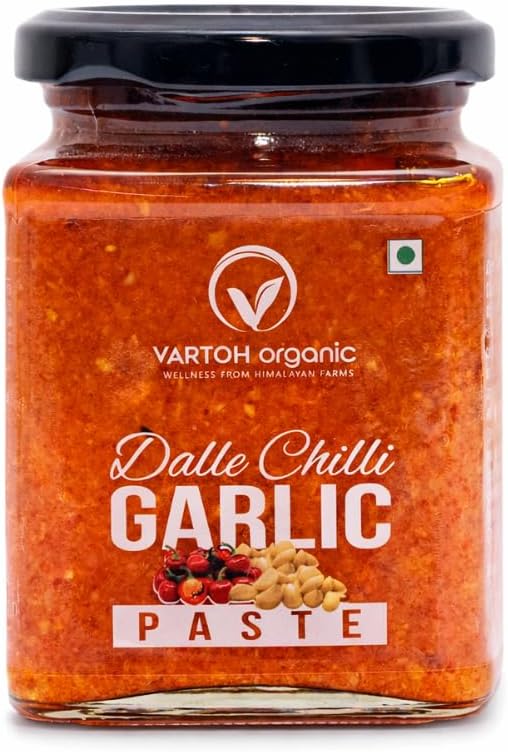 Vartoh Organic Dalle Chilli Garlic Paste, 275g – Spicy Himalayan Momo Dip & Spicy Achar Pickle, Product of Sikkim