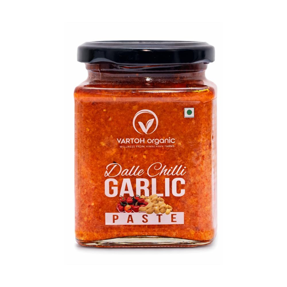 Vartoh Organic Dalle Chilli Garlic Paste, 275g – Spicy Himalayan Momo Dip & Spicy Achar Pickle, Product of Sikkim