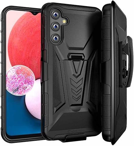 Rome Tech Funda con clip para cinturón para Samsung Galaxy A14 5G SM-A146 de doble capa a prueba de golpes con soporte resistente funda para