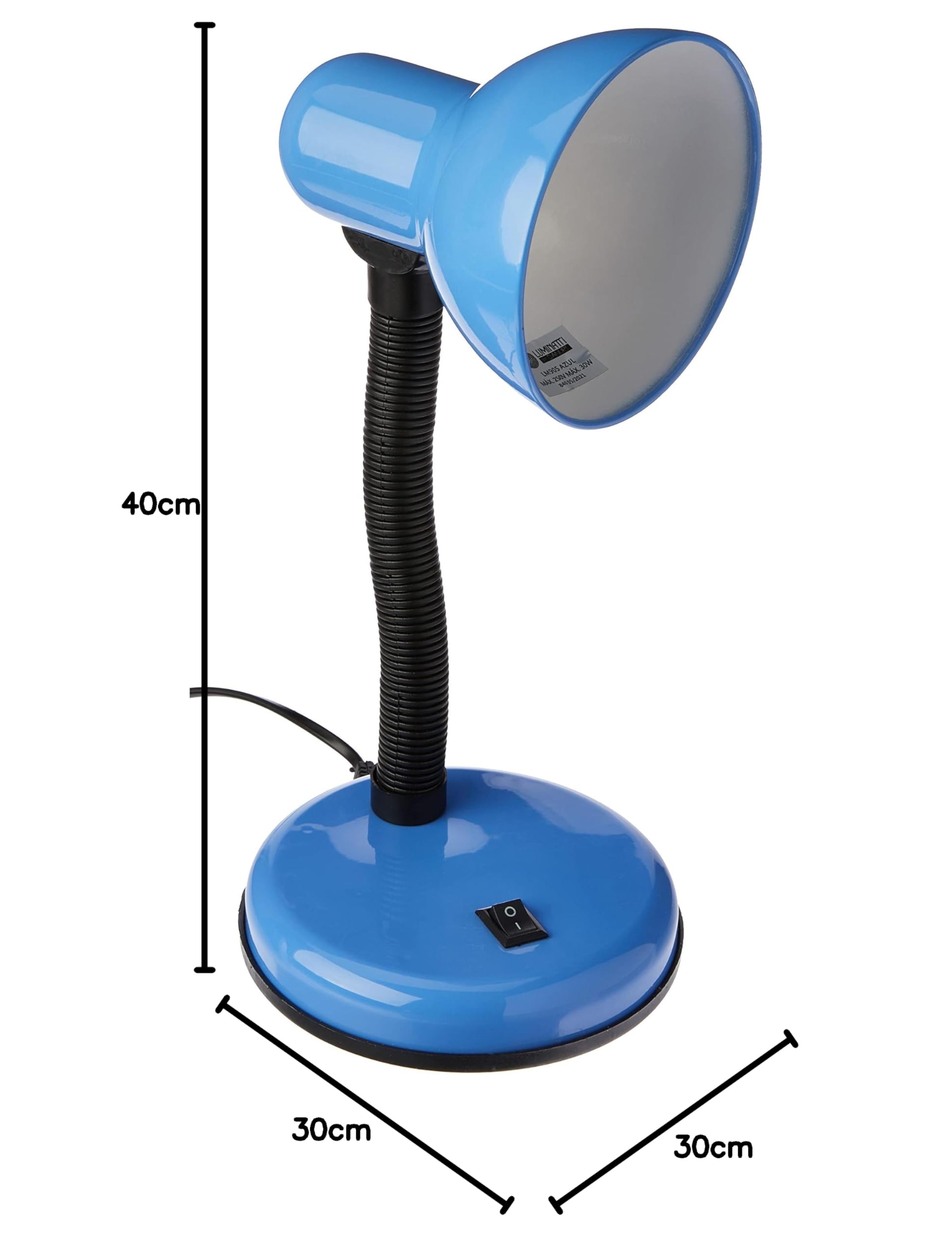 LUMINATTI BY DANURI Viking Luminária de Mesa, Azul, Até 30 W
