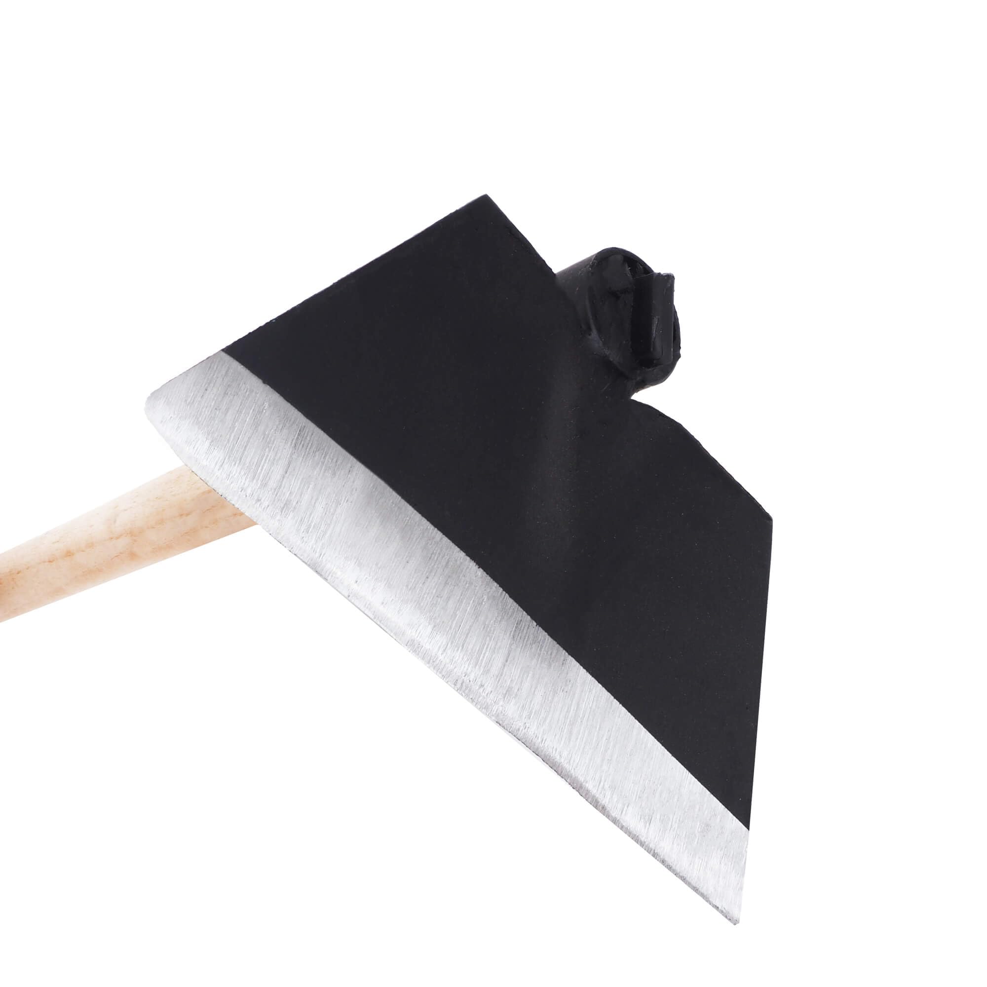 Gartenhacke mit Zinken – Rechteckige, geschmiedete Hacke (schwarz) mit 110 cm Holzstiel (Gesamtlänge 115 cm) – Für Erde lockern, lüften & Unkraut entfernen