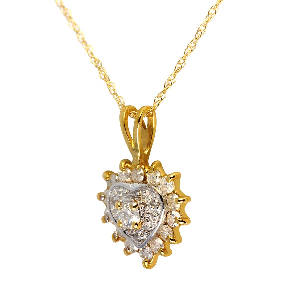 Ivy Gems 9ct Yellow Gold Birthstone & 0.015ct Diamond Heart Pendant with 46cm Chain