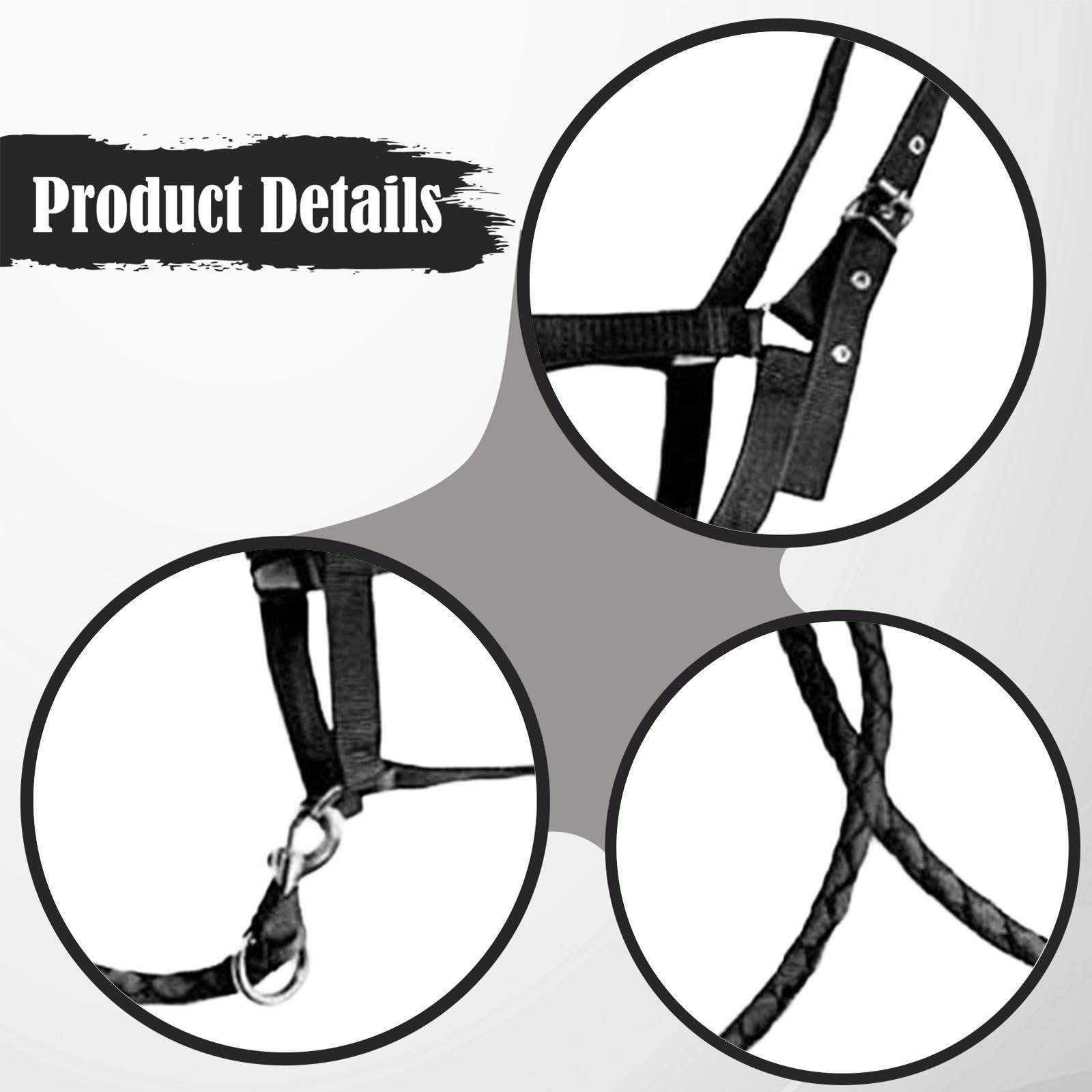 LOVIVER Cavezza per Cavallo con Redine Imbracatura Regolabile in Nylon Durevole Attrezzatura per Equitazione con Comfort Superiore Adatta a Raduni E