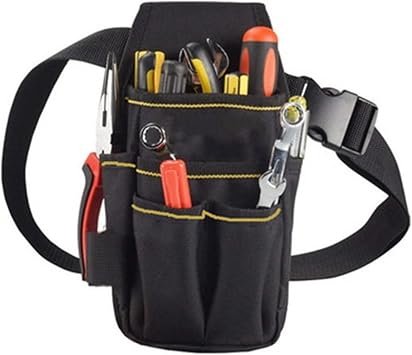Waist Bag,Canvas Tool Pocket Pouch Belt Mini Pocket Tool Bag with 6 Pockets Adjustable Nylon Belt,Electrician Pouch for Electricians, Technician, Carpenters