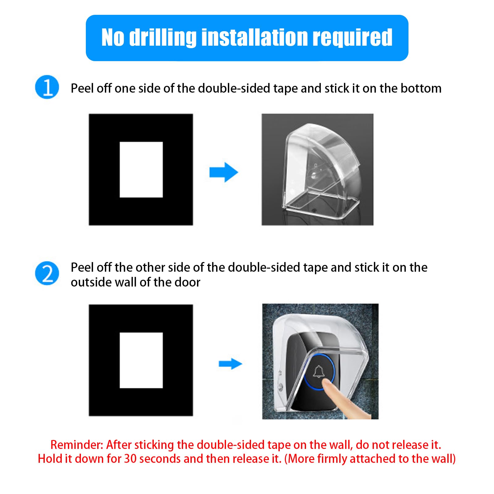 Doorbell Rain Cover, Flip-up wodoszczelna osłona z tworzywa sztucznego, zestaw dzwonków do drzwi, łatwa instalacja, obudowa na dzwonek do drzwi, bezprzewodowy dzwonek do drzwi (9,7 x 6,4 x 6,4 cm)