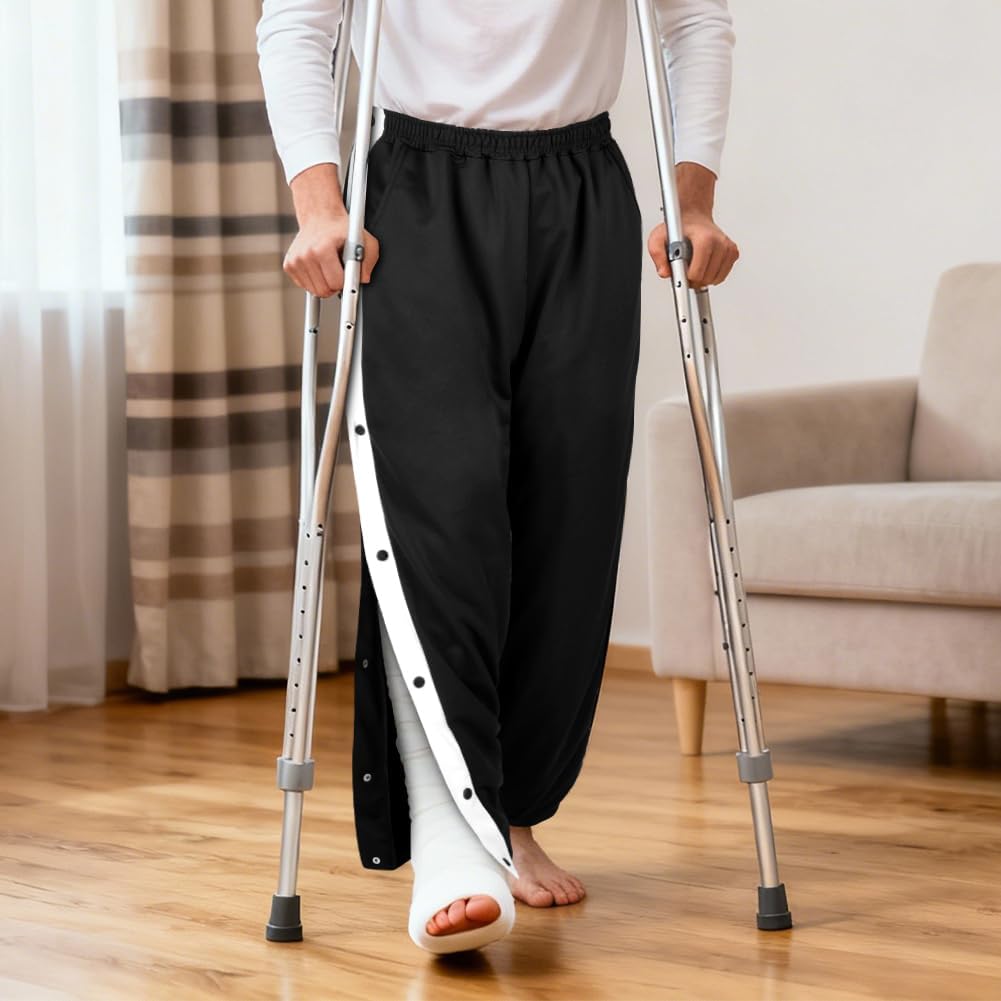 Pantalones de Rehabilitación para Hombre, Pantalones de Rehabilitación para Hombre con Apertura Lateral y Cremallera en la Pierna, Pantalones Deportivos Postoperatorios