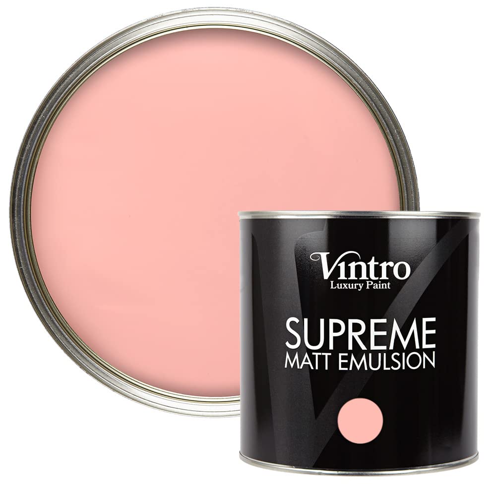 Vintro | Luxury Matt Emulsion | Smooth Chalky Finish | Multi Surface Paint | for Walls, Ceilings, Wood and Metal 2.5L (Salmon Pink - Dancing Salmon, 2.5 Litre)