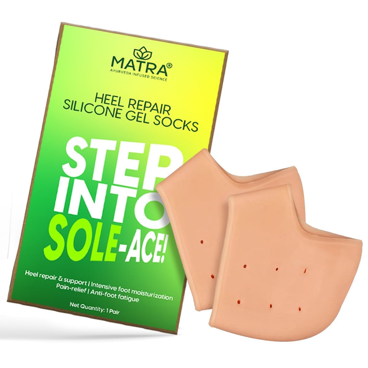 Matra Silicone Gel Heel Pad Socks (1 Pair) - Half Length, Moisturizing Socks with Vented Design - Unisex Anti-Crack Heel Repair Socks & Foot Protector for Dry Cracked Heels & Pain Relief (Free Size)-image-44