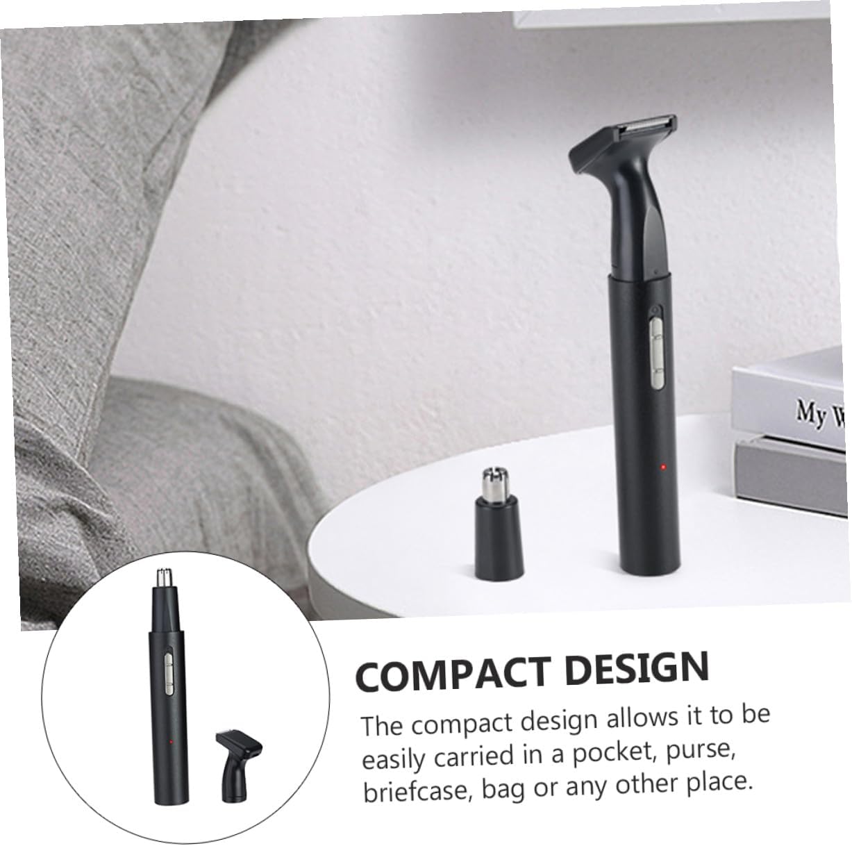 Rechargeable Nose Hair Trimmer and Temple Hair Shaper for Men and Women Portable Hair Removal Device with Detachable Cutter Head Precision Grooming for Face Ears and Body