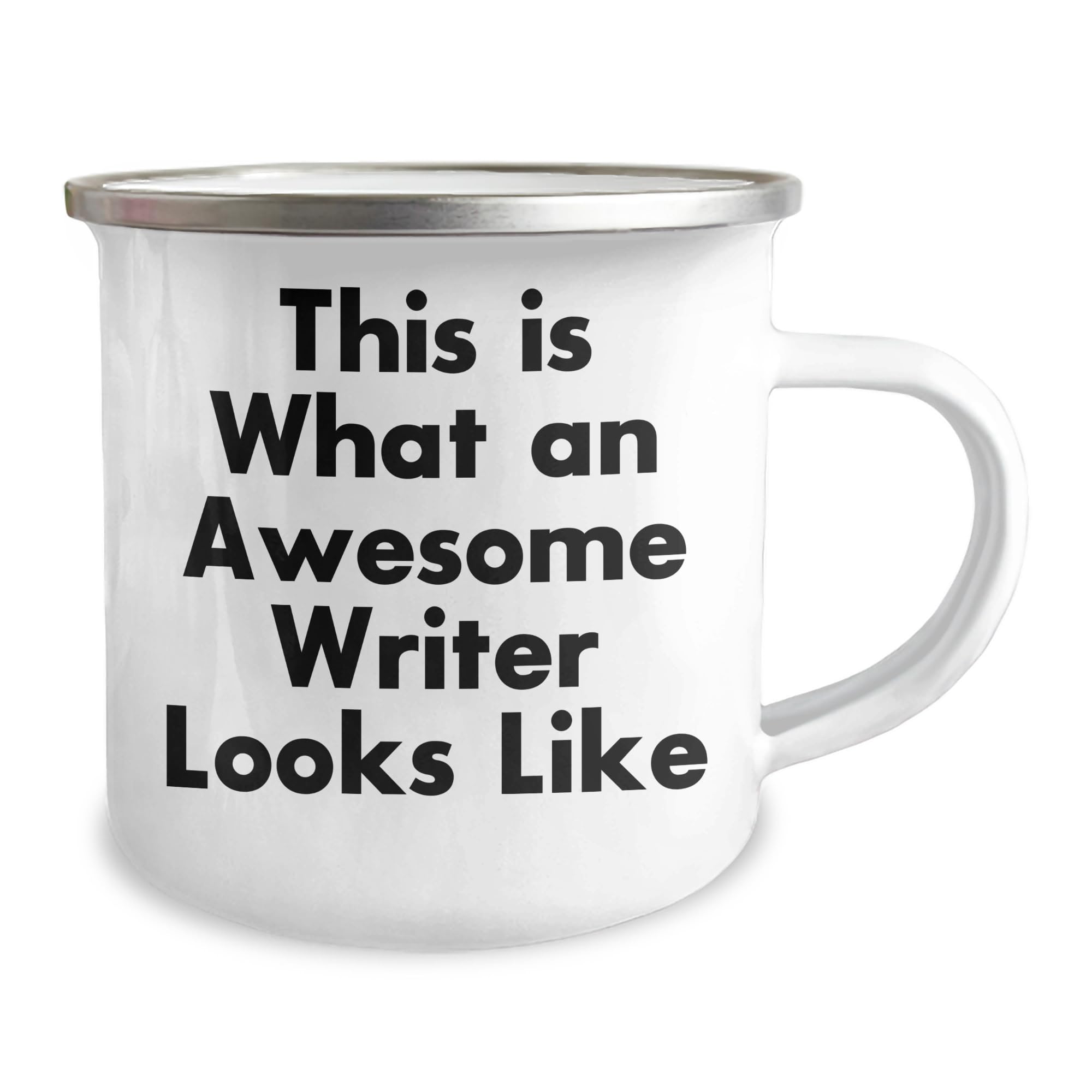 Funny Writer Gifts for Men from Family - This Is What An Awesome Writer Looks Like Enamel Camping Mug, Stainless Steel, 12 oz