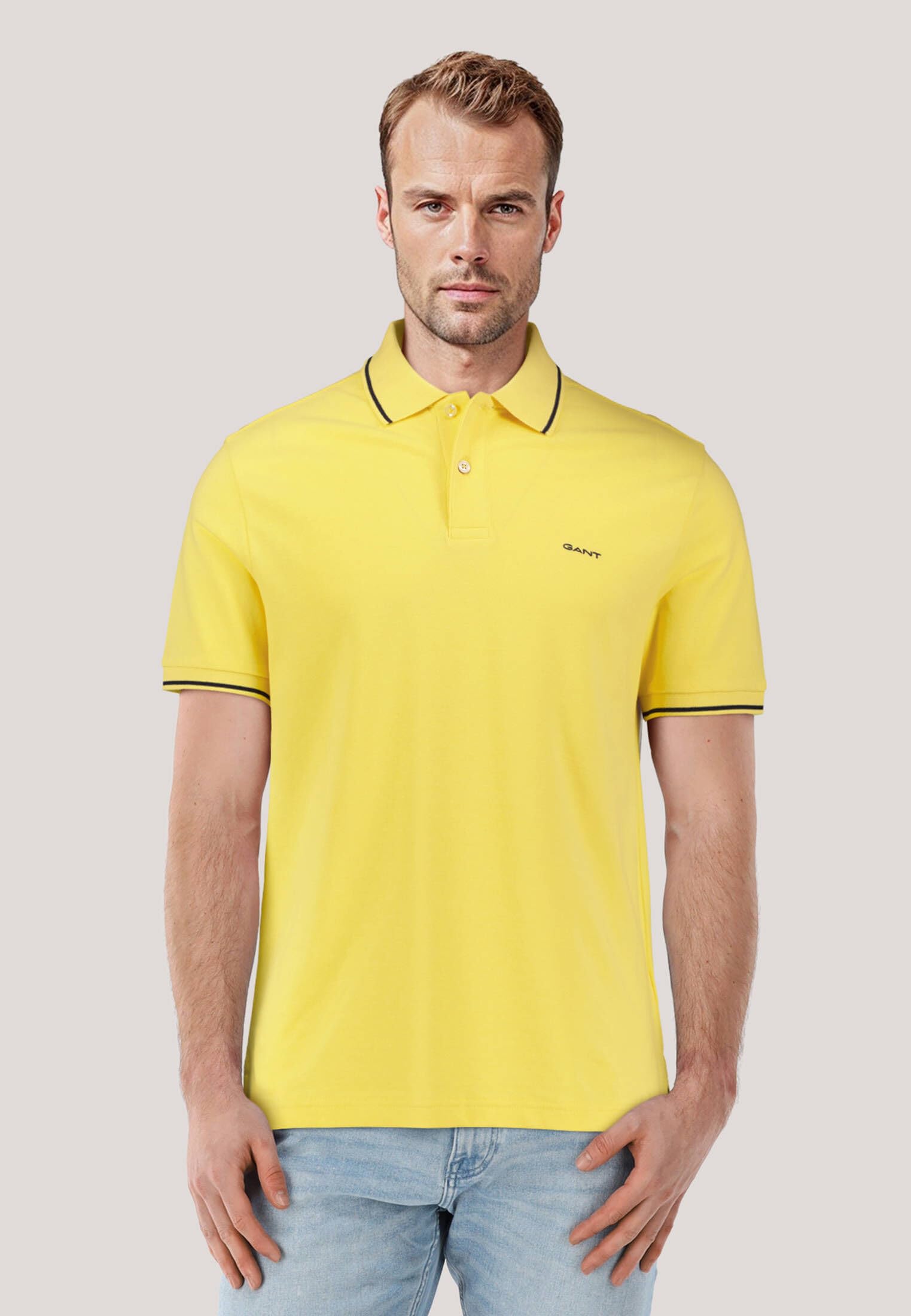 GANT Polo para hombre Tipping Ss Piqué, Amarillo Plátano, L