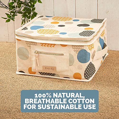 KnitIQ Canvas Storage Bag for KnitIQ Blocking Mats l Storage for 9 Blocking Boards l Reinforced Handles, Sturdy Fabric, Strong Stitching l Smooth Brass Zipper and Extra Pocket – Artisan Design
