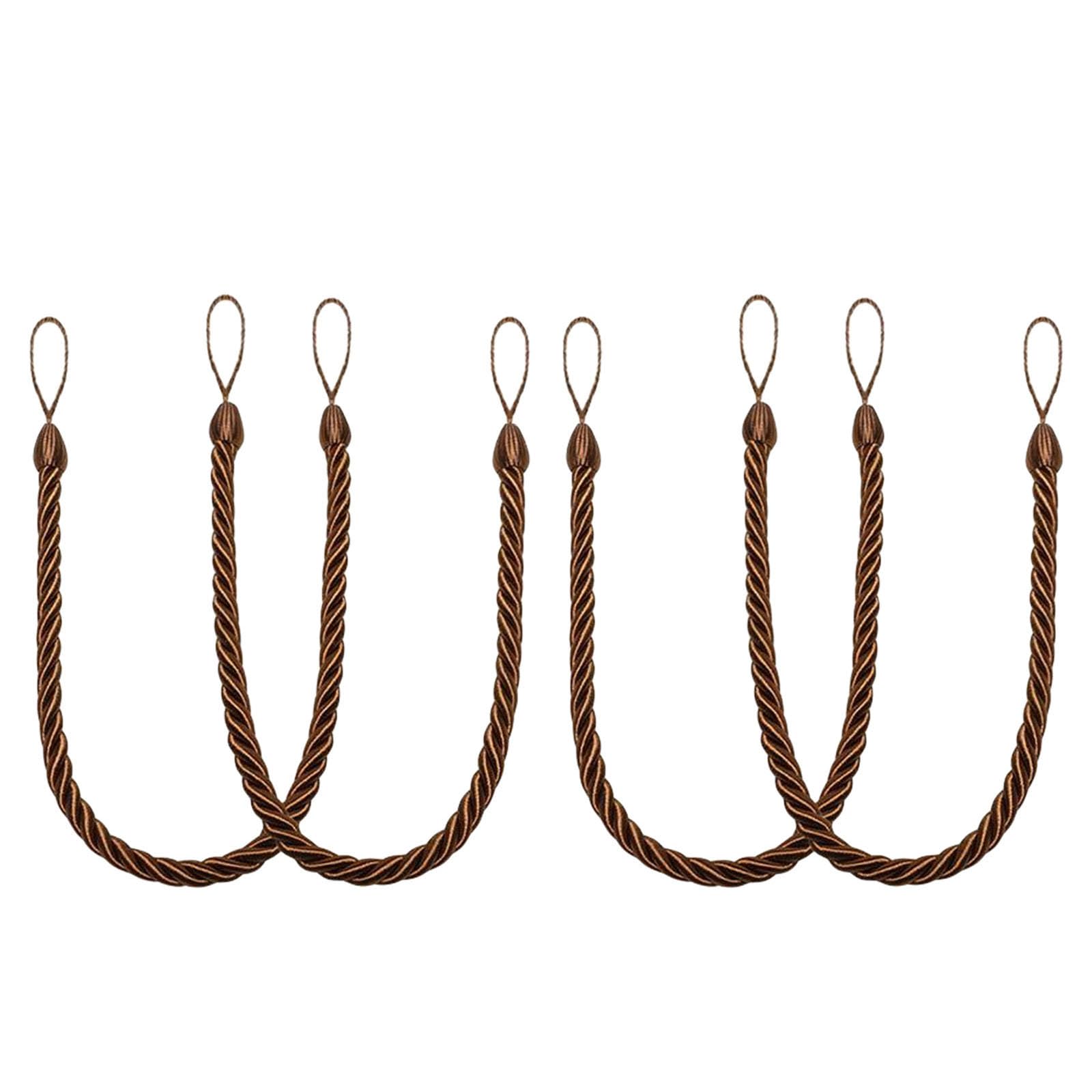 4Pack Bohos Styles Cotton Rope Curtain Tiebacks Decorative Holdbacks for Home and Drapery Natural Cotton Rope