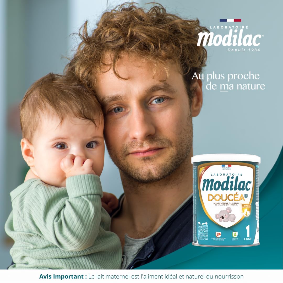 Modilac - Lait Infantile en Poudre Doucéa 1 - Convient en Relais de l'Allaitement Maternel - Fabriqué en France, Sans Huile de Palme - 1er Age, De 0 à 6 Mois - Lot de 4x400g