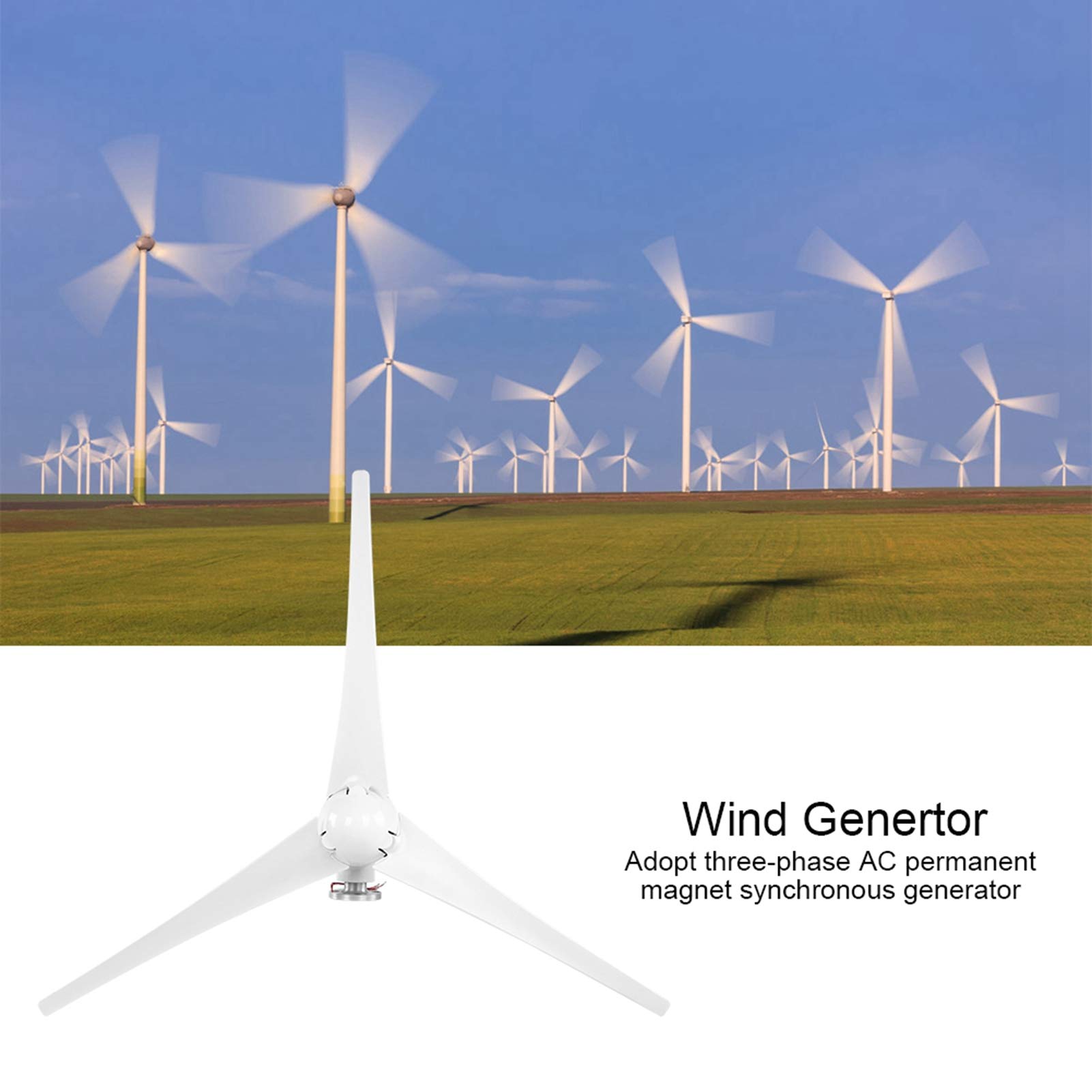 Marhynchus Kleiner Windgenerator, 800 W, Windturbinen-Set, 12 V, (White