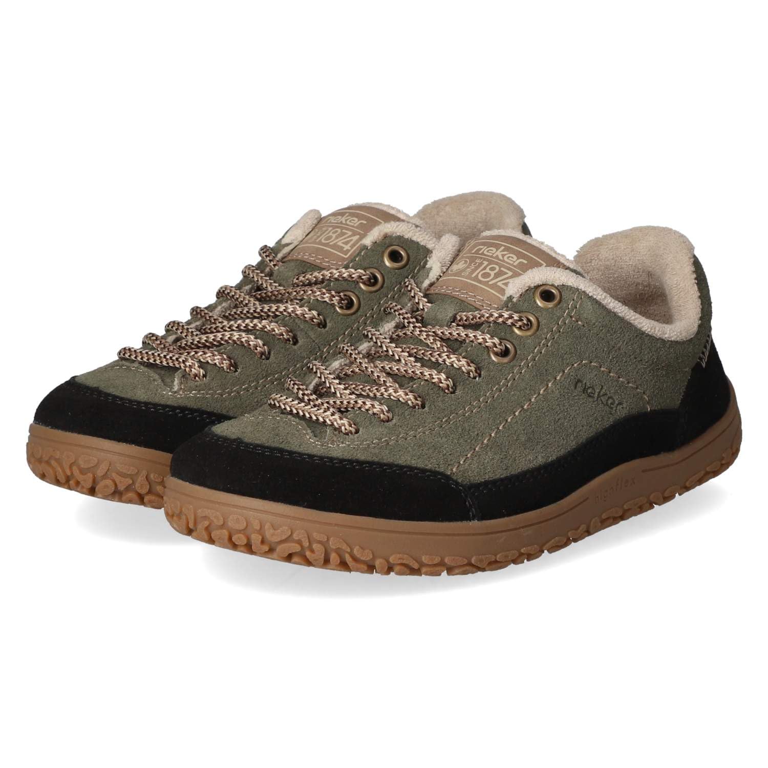 Rieker 52303-54 Damskie buty typu sneakers Low skóra zamszowa w kolorze zielonym - rozm. 36
