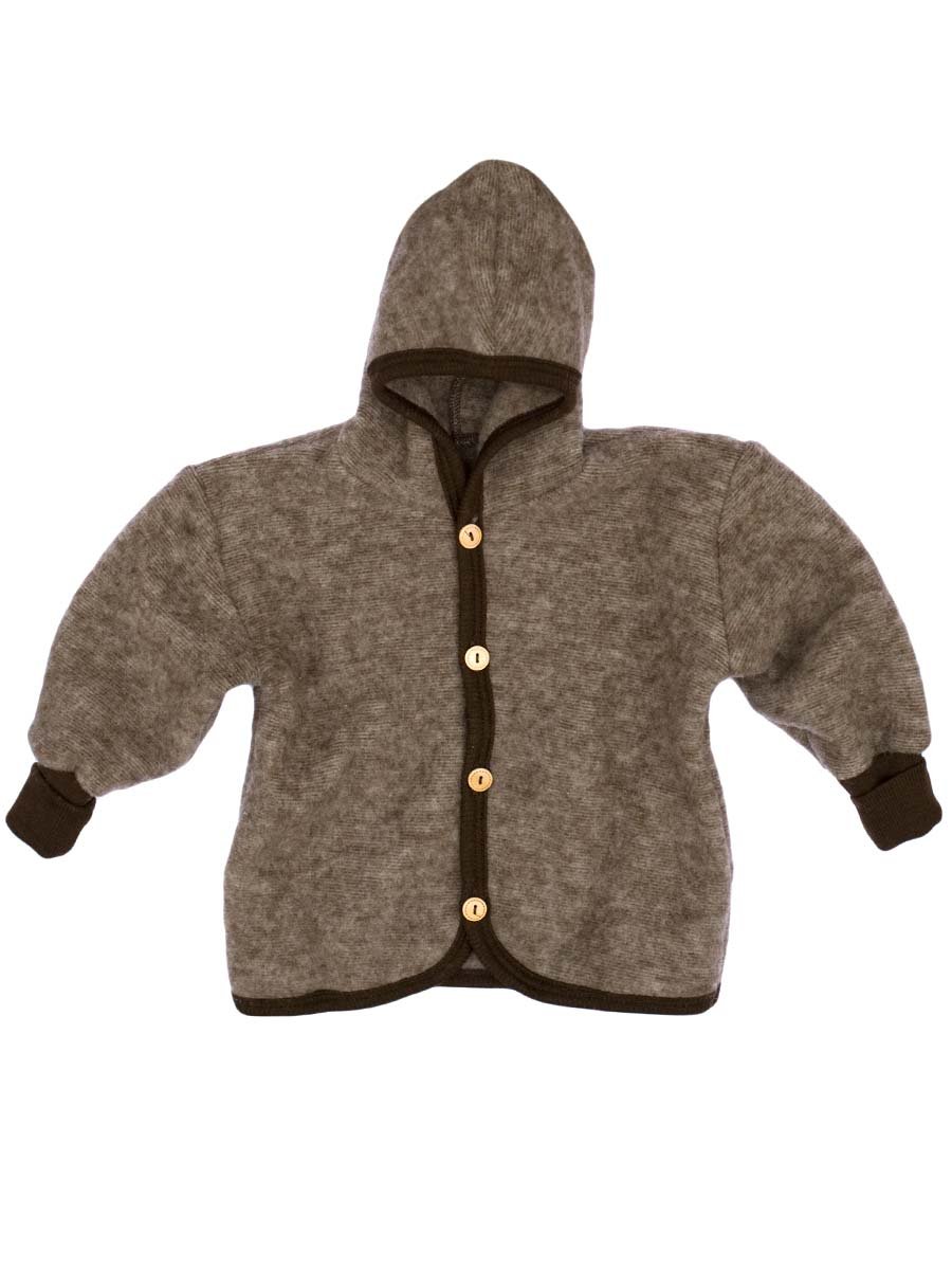 Cosilana Brown Melange Baby Hooded Jacket, 100% Wool (3-7 Months (Height 23-27) (Eu 62/68), )