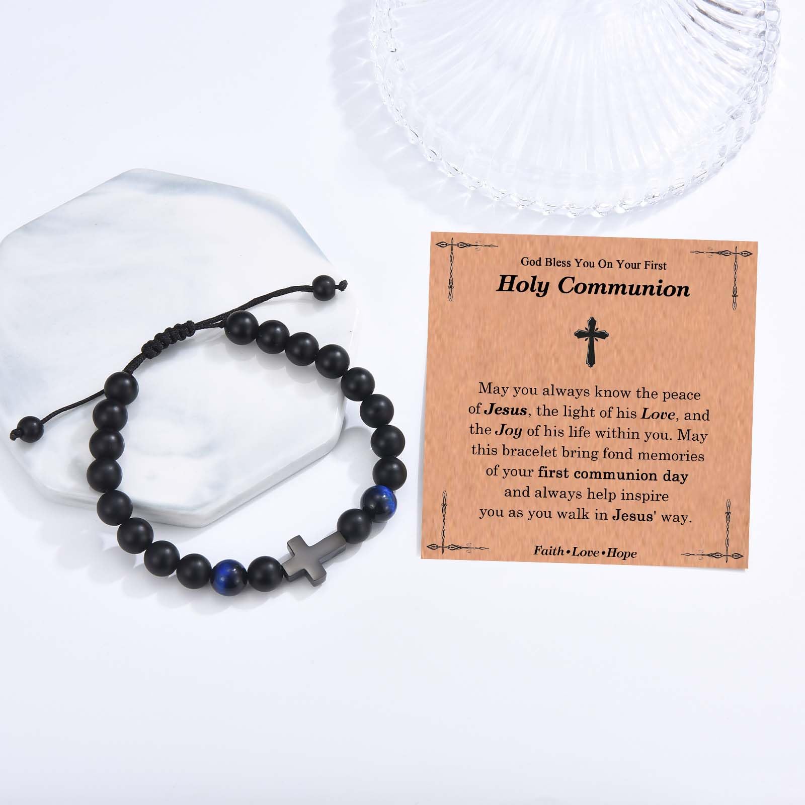 Cross Bracelet for Boys Men, Easter Basket Stuffers Baptism Confirmation First Communion Christian Religious Birthday Christmas Valentines Fathers Day Stocking Stuffers Gifts for Boys Kids Teens Men
