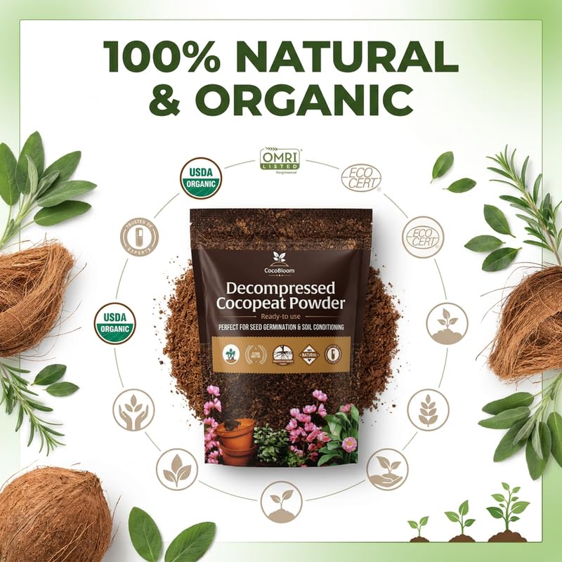 Image of Cocobloom Finest Cocopeat Powder - Triple Washed Coconut Coir - Premium Organic Potting Medium - Perfect for Seed Germination-1Kg