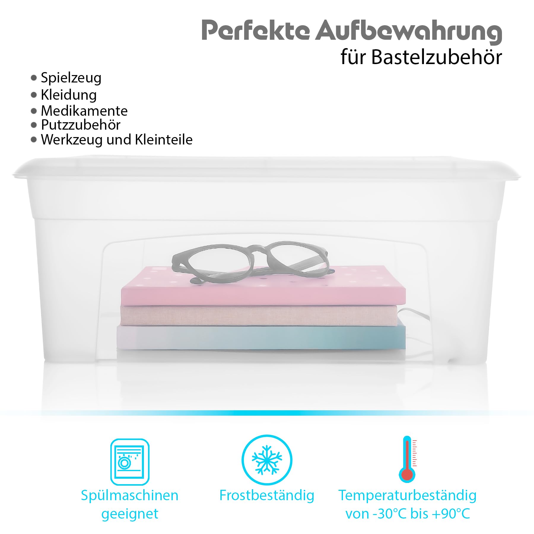 BigDean 2 Stück 60 L Aufbewahrungsbox mit Deckel groß