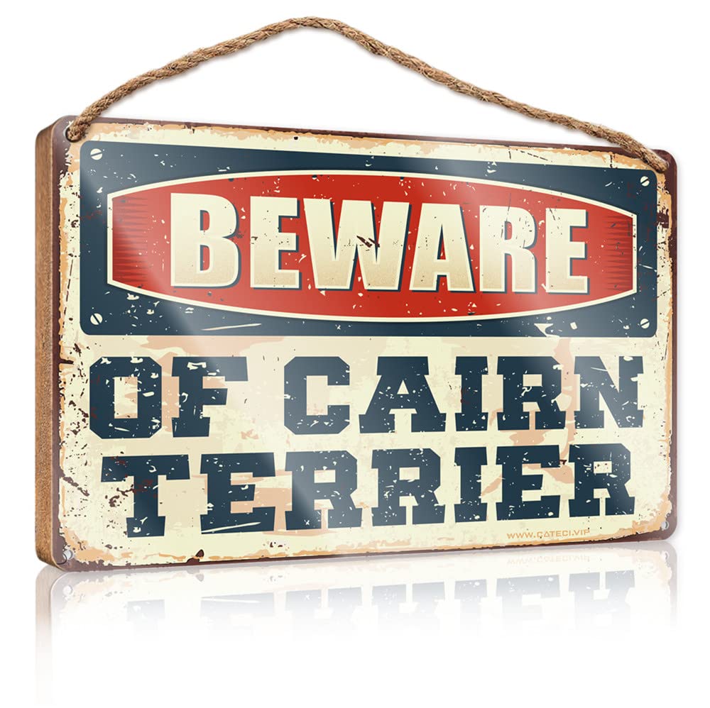 HELIOFORGE Signs For Kitchen Beware Of Cairn Terrier Wooden Sign(23X35CM)