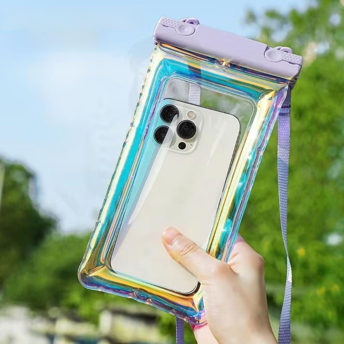 Candy Colored Waterproof Phone Bag - Floating Waterproof Phone case with Horizontal String - Compatible with All Devices, Touch Screen Friendly-Purple