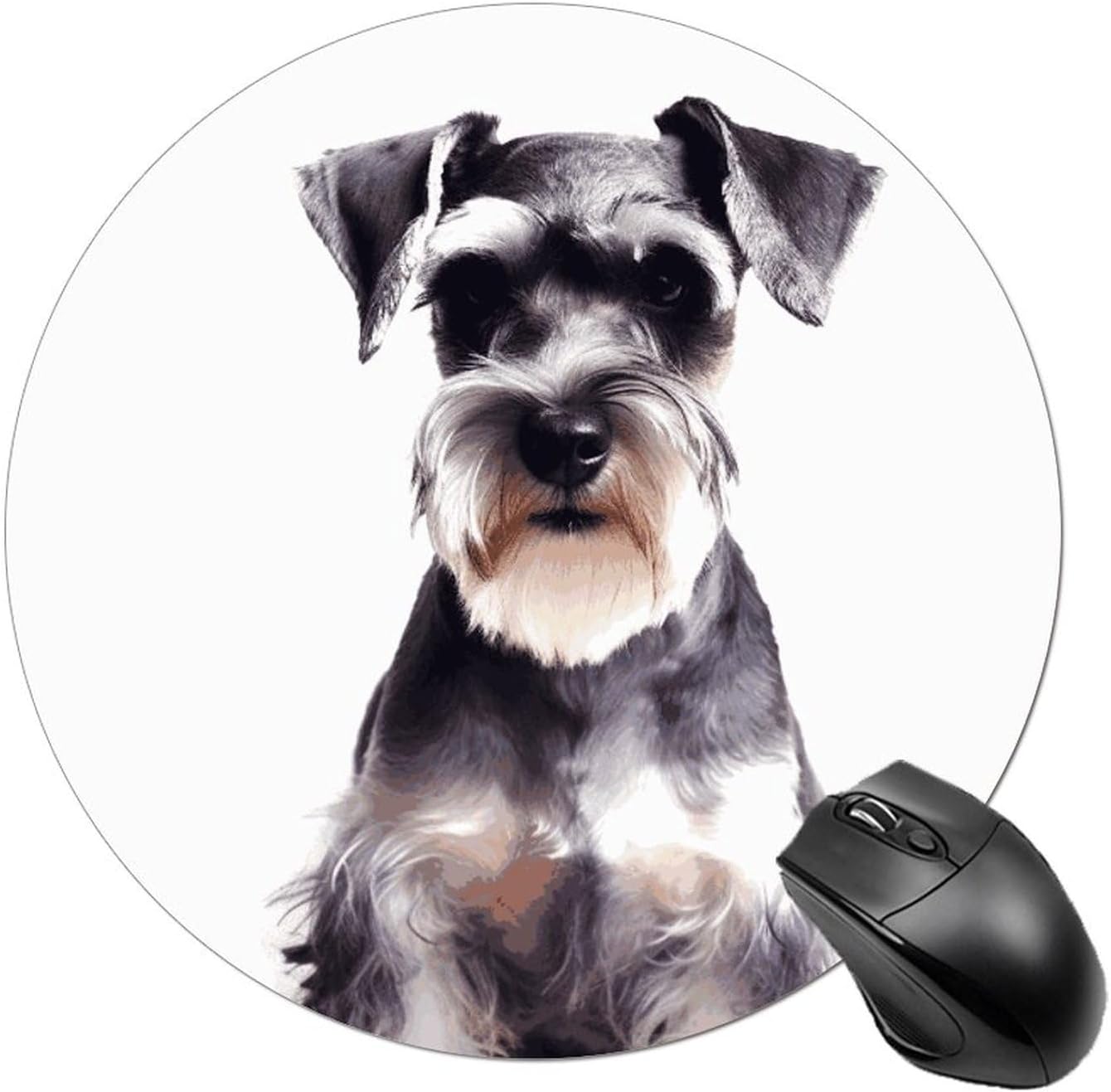 Well-Behaved Schnauzer Mouse Pad with Non-Slip Rubber Base Personalized Round Mouse Mat Nice and Cute Gaming Mousepad for Computers Home Office Desk Decor Accessories
